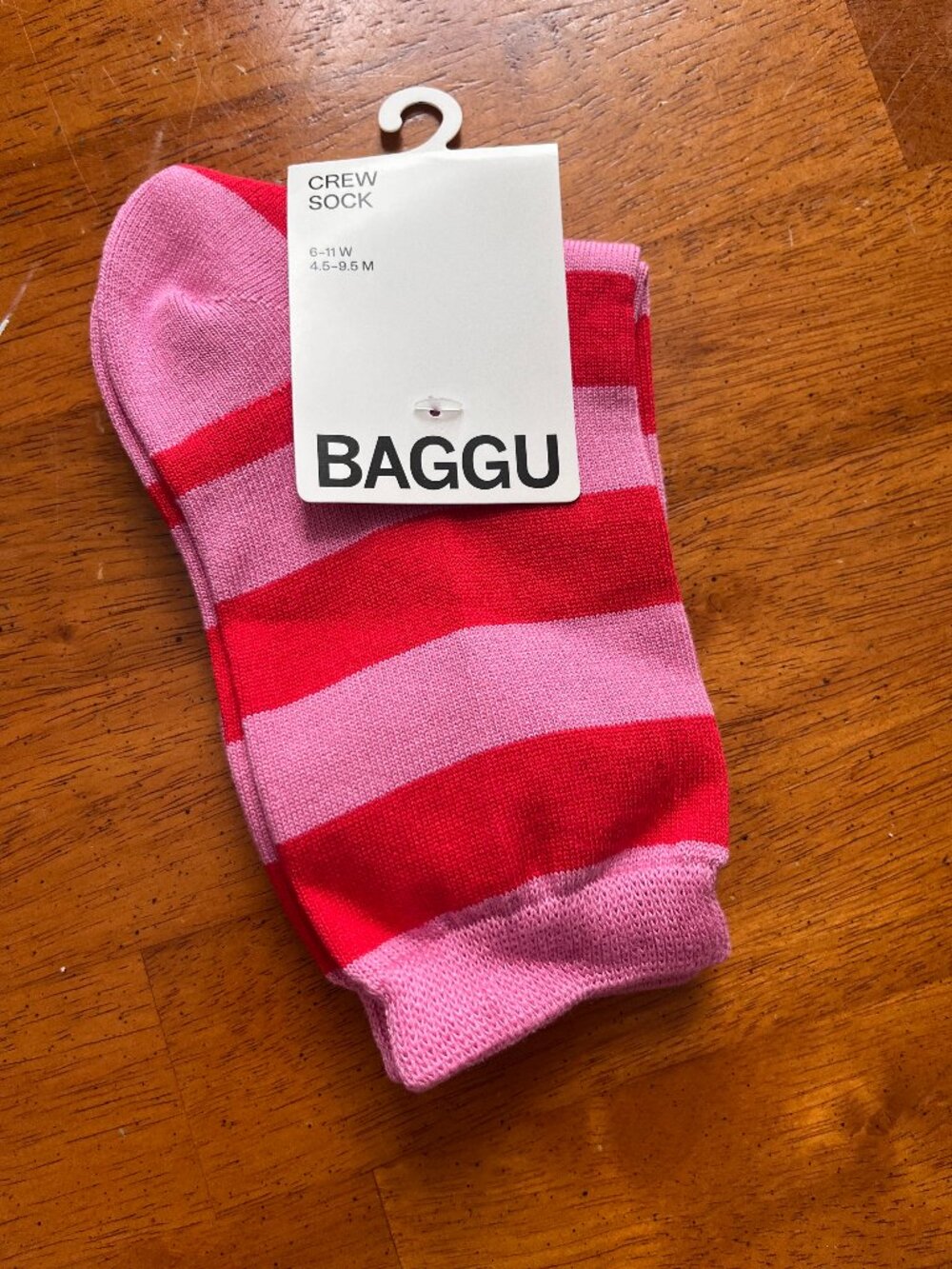 BAGGU Striped Crew Socks - Pink/Red - OS - NWT